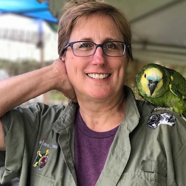 Val with parrot